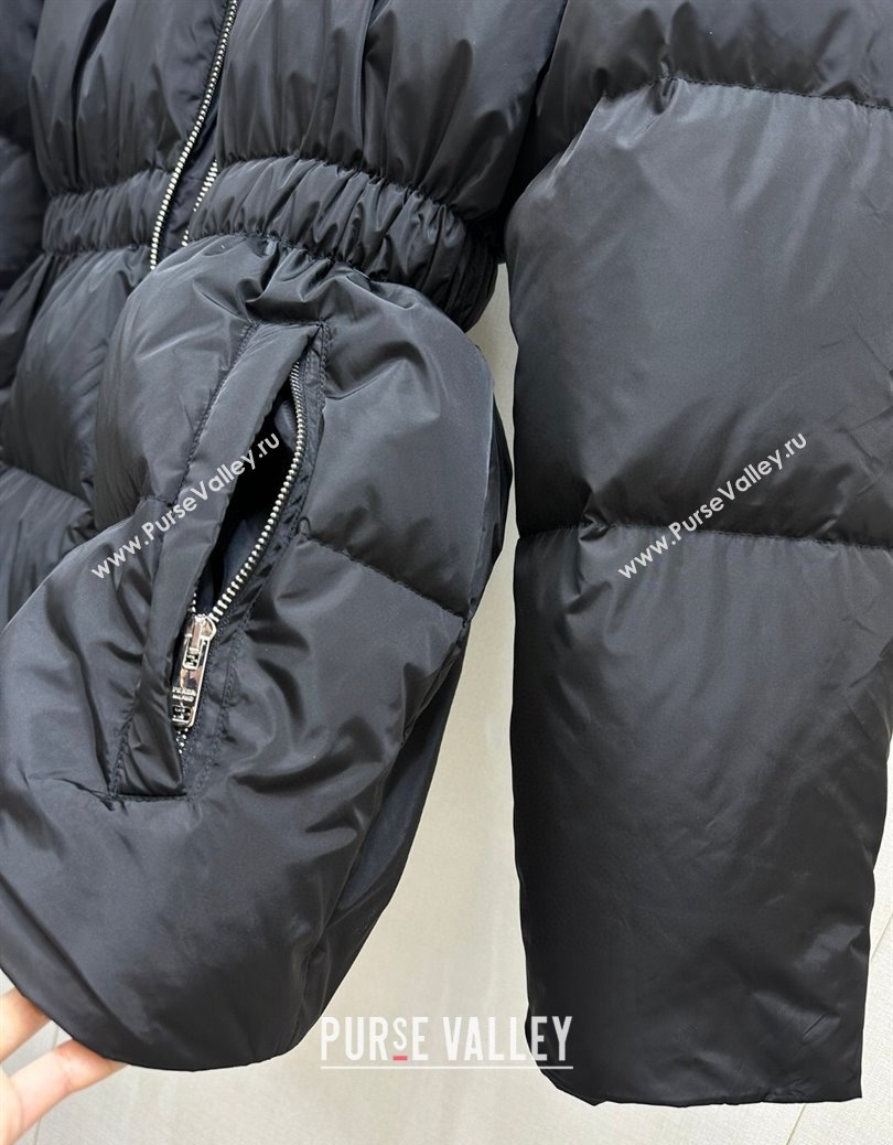 Prada Nylon Belted Down Jacket Black 2024 121902 (QI-241219008)