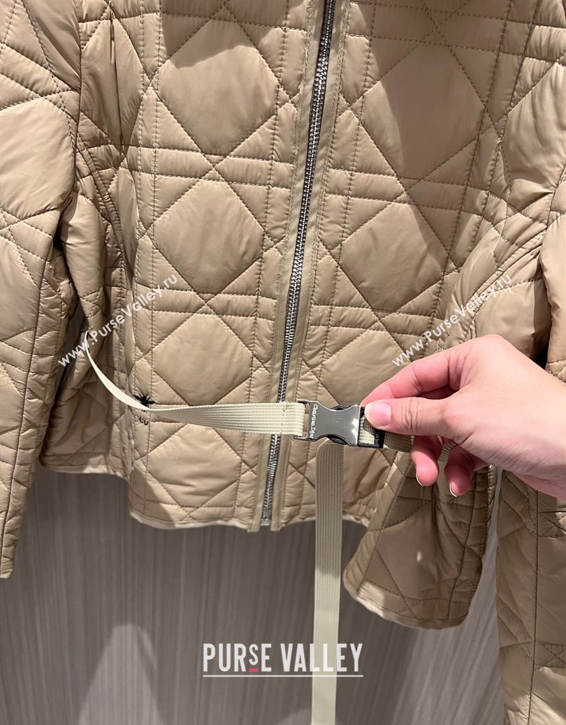 Dior Oblique Padded Jacket with Belt Beige 2024 1219 (QI-241219002)