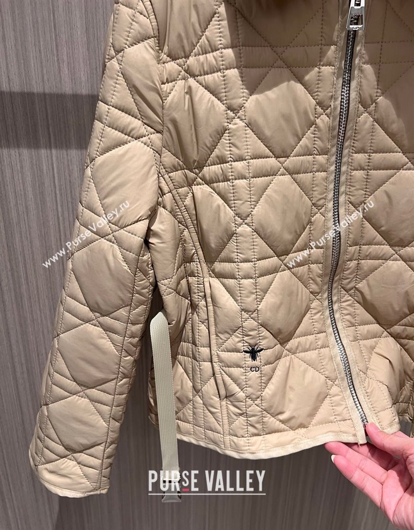 Dior Oblique Padded Jacket with Belt Beige 2024 1219 (QI-241219002)