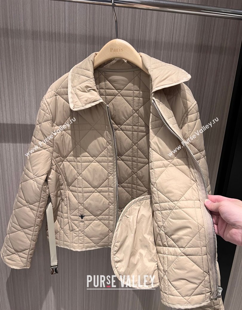 Dior Oblique Padded Jacket with Belt Beige 2024 1219 (QI-241219002)