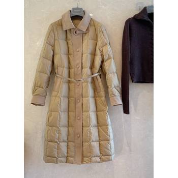 Long Quilted Down Jacket Beige 2024 1219 (QI-241219015)