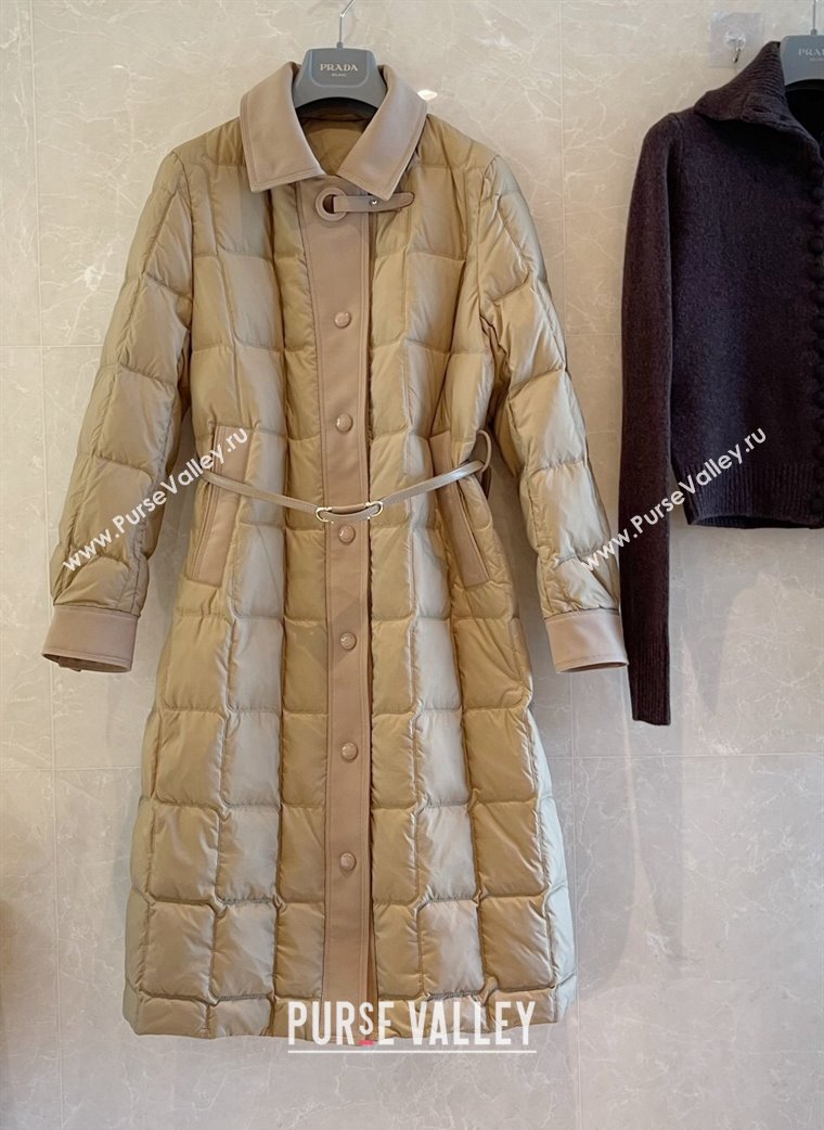 Long Quilted Down Jacket Beige 2024 1219 (QI-241219015)