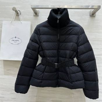 Prada Belt Down Jacket Black 2024 1219 (QI-241219052)