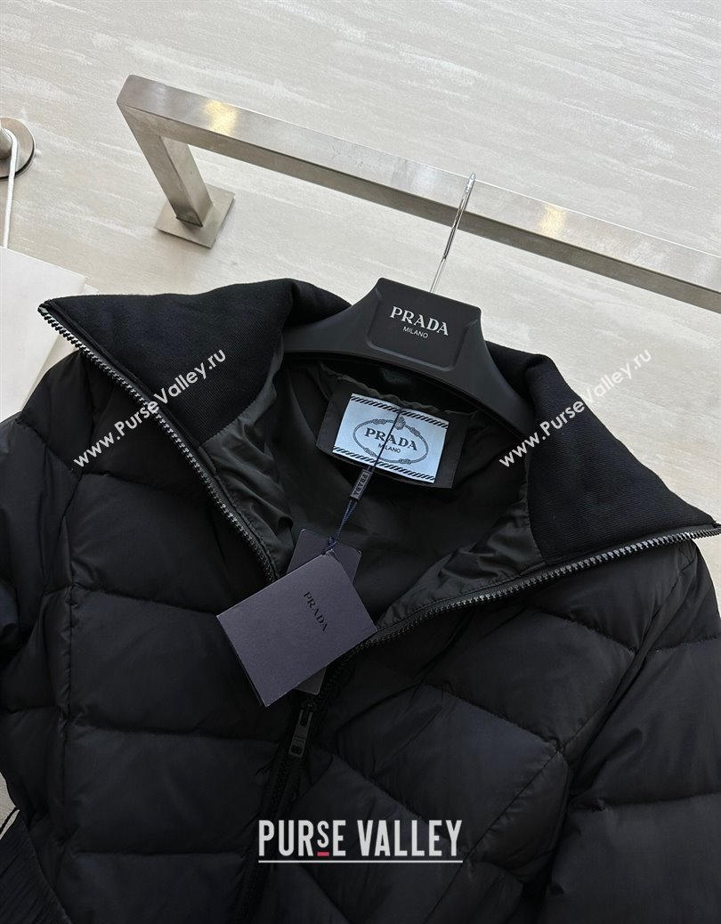 Prada Belt Down Jacket Black 2024 1219 (QI-241219052)