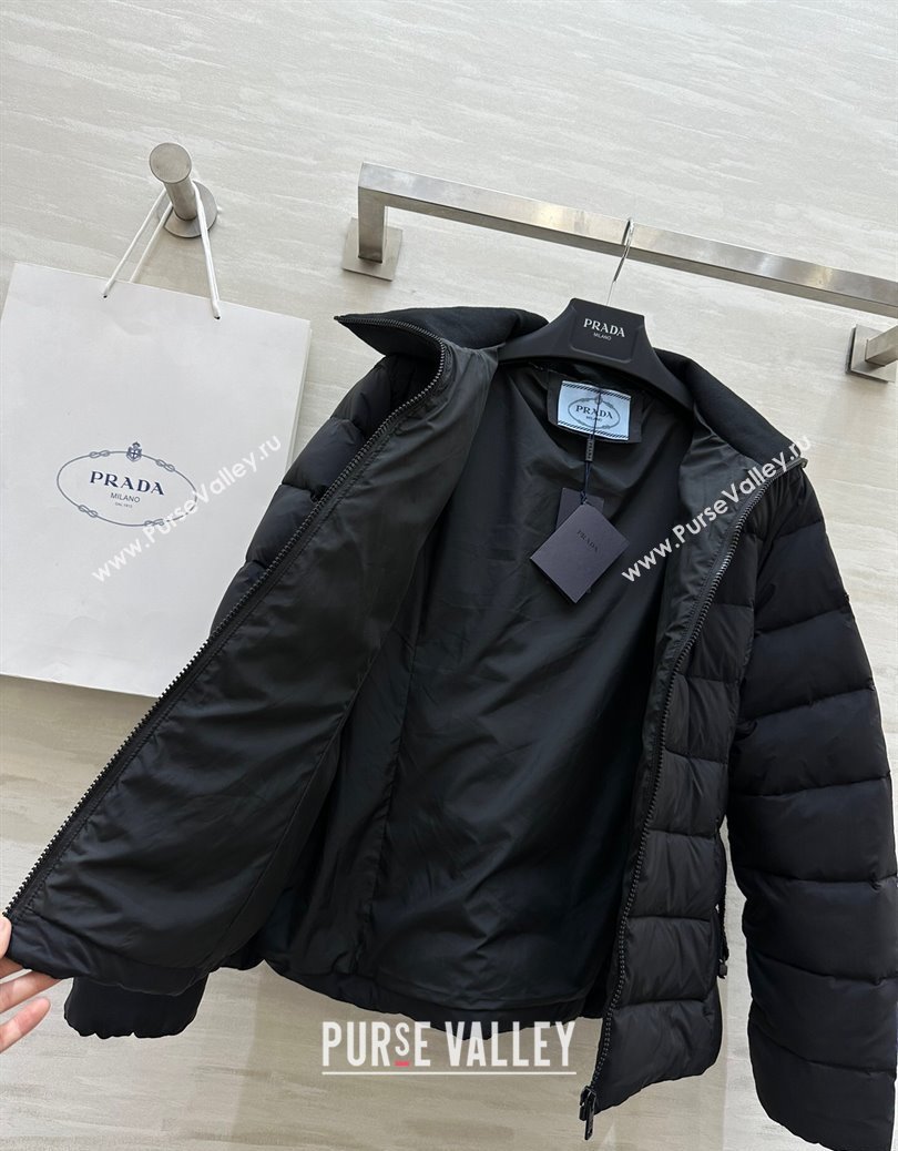 Prada Belt Down Jacket Black 2024 1219 (QI-241219052)