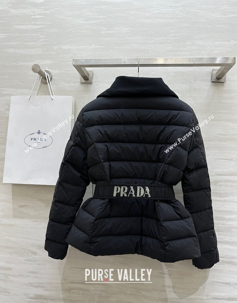 Prada Belt Down Jacket Black 2024 1219 (QI-241219052)