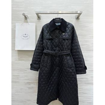 Prada Quilted Padded Coat Black 2024 1219 (QI-241219054)