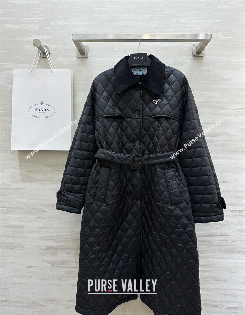 Prada Quilted Padded Coat Black 2024 1219 (QI-241219054)