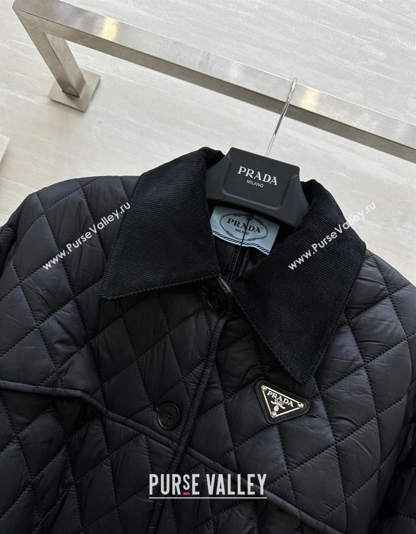 Prada Quilted Padded Coat Black 2024 1219 (QI-241219054)