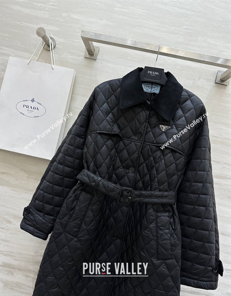 Prada Quilted Padded Coat Black 2024 1219 (QI-241219054)