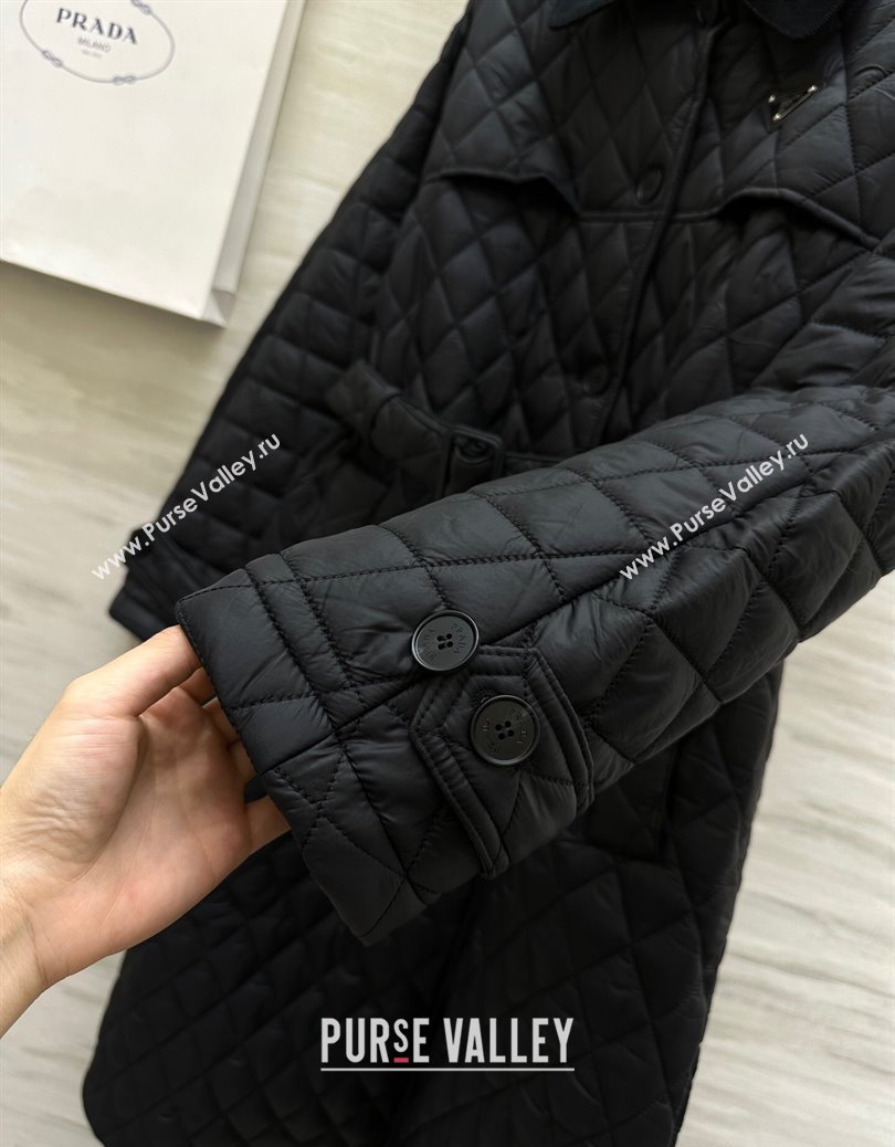 Prada Quilted Padded Coat Black 2024 1219 (QI-241219054)