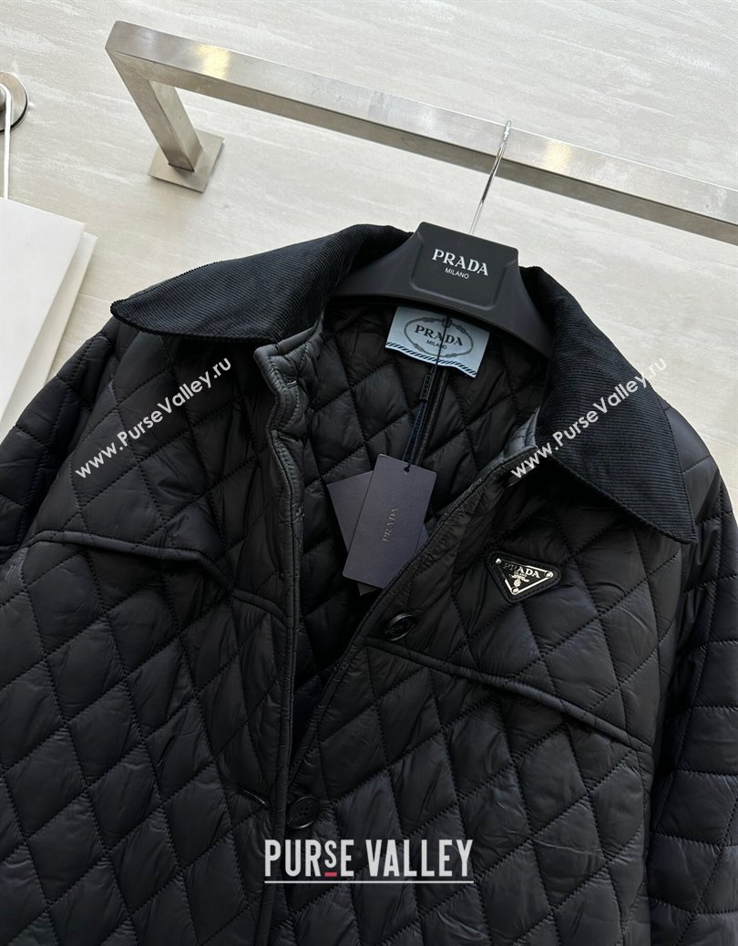 Prada Quilted Padded Coat Black 2024 1219 (QI-241219054)