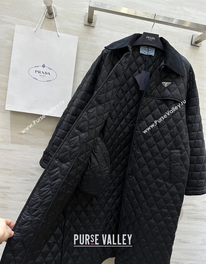 Prada Quilted Padded Coat Black 2024 1219 (QI-241219054)