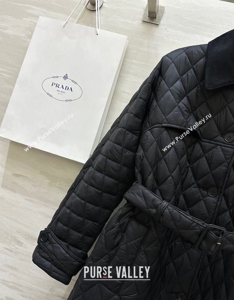 Prada Quilted Padded Coat Black 2024 1219 (QI-241219054)