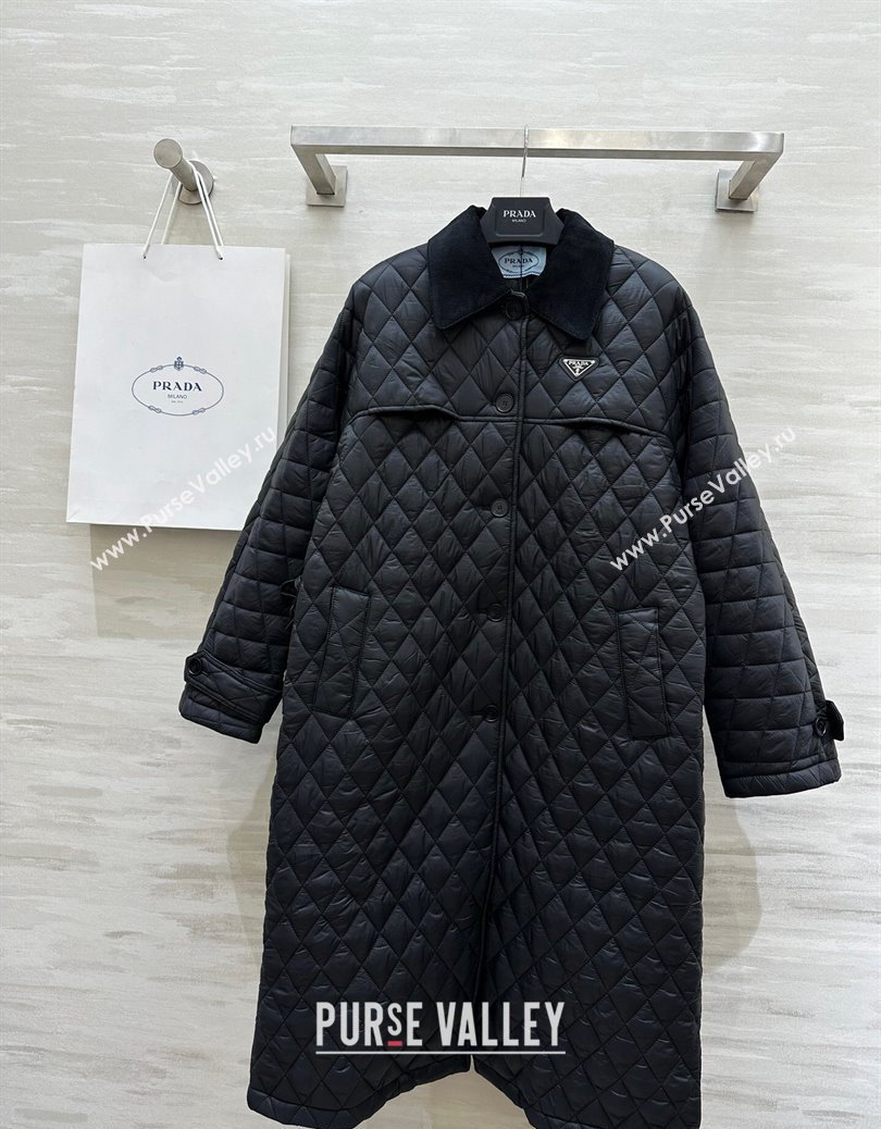 Prada Quilted Padded Coat Black 2024 1219 (QI-241219054)