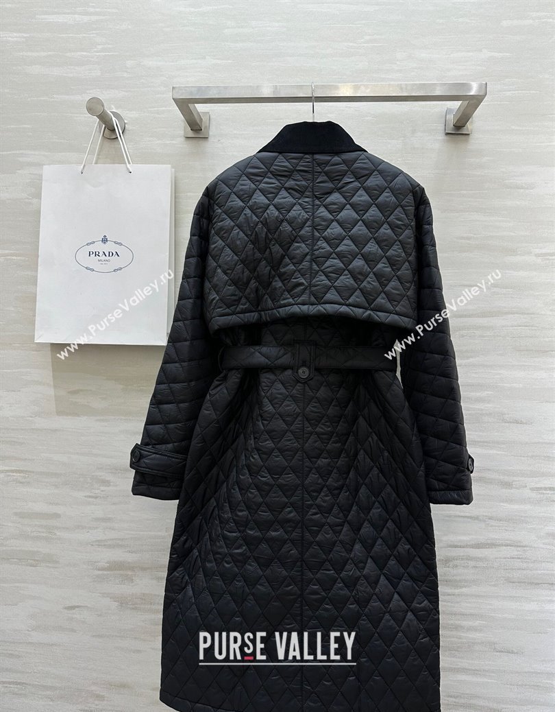 Prada Quilted Padded Coat Black 2024 1219 (QI-241219054)