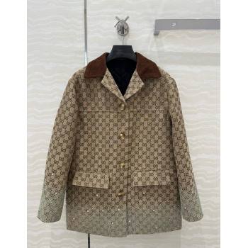 Gucci GG Jacket with Strass Beige 2024 1219 (QI-241219066)