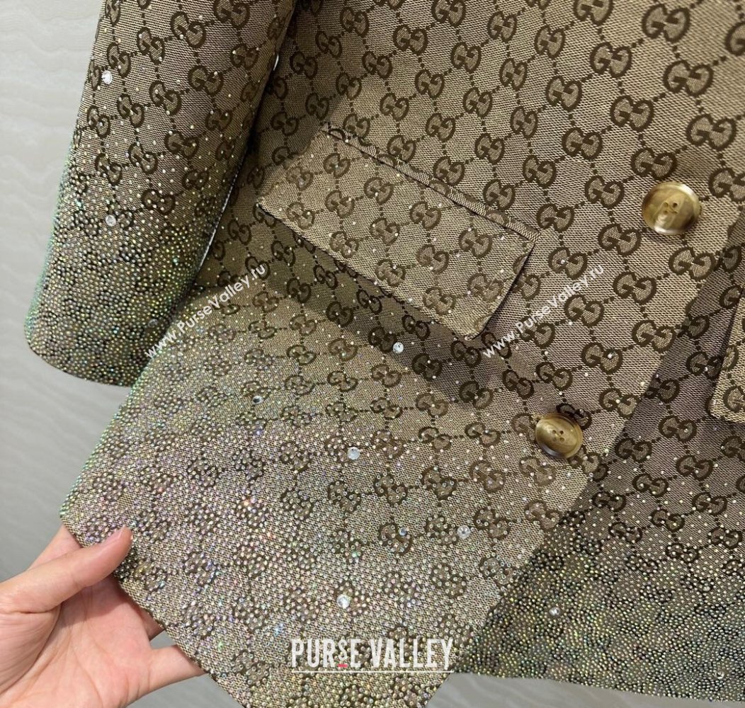 Gucci GG Jacket with Strass Beige 2024 1219 (QI-241219066)