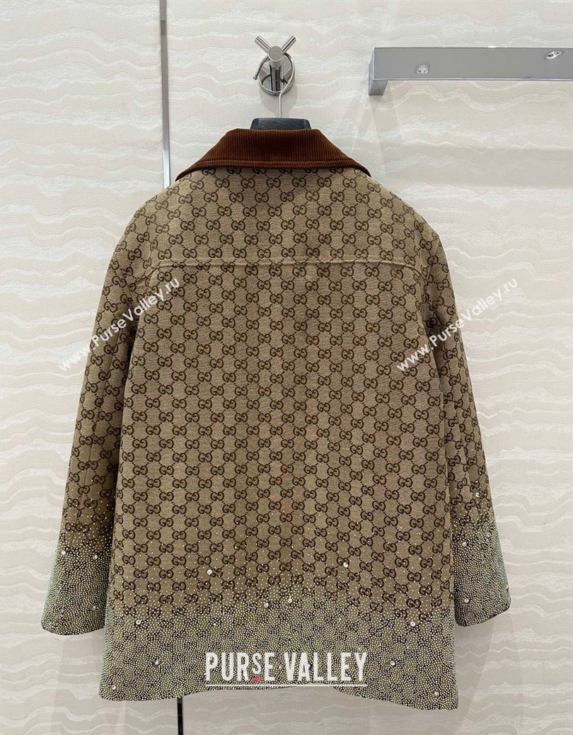 Gucci GG Jacket with Strass Beige 2024 1219 (QI-241219066)