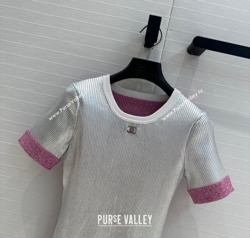 Chanel Cotton Blend Top Silver/Pink 2024 1219 (QI-241219086)