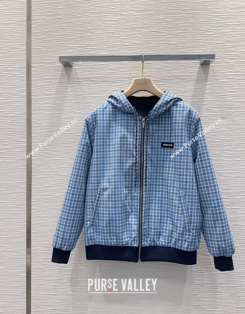 Miu Miu Cotton Jacket and Pants Set Blue 2025 M091807 (QI-250918013)