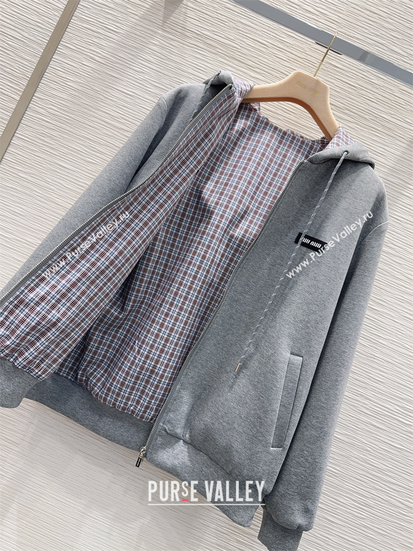 Miu Miu Cotton Jacket and Pants Set Grey 2025 M091807 (QI-250918012)