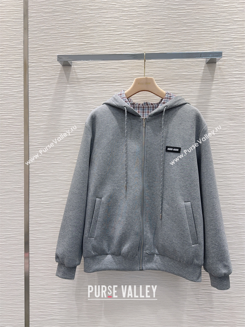 Miu Miu Cotton Jacket and Pants Set Grey 2025 M091807 (QI-250918012)