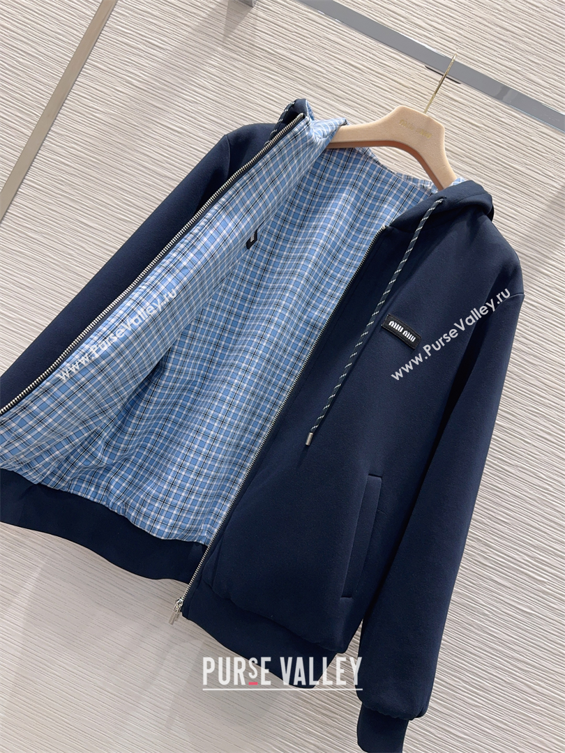 Miu Miu Cotton Jacket and Pants Set Blue 2025 M091807 (QI-250918013)