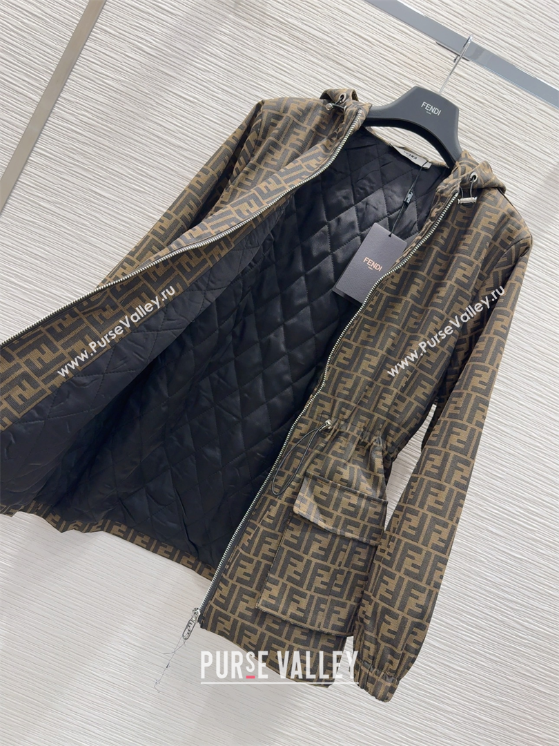 Fendi Cotton FF Coat Brown 2025 FE091922 (QI-250919022)