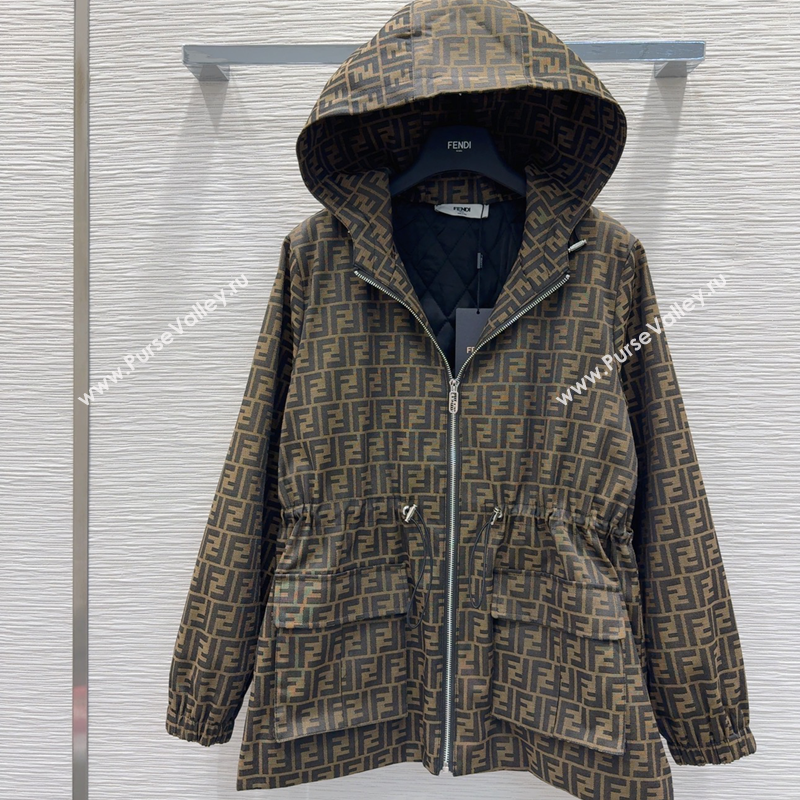 Fendi Cotton FF Coat Brown 2025 FE091922 (QI-250919022)