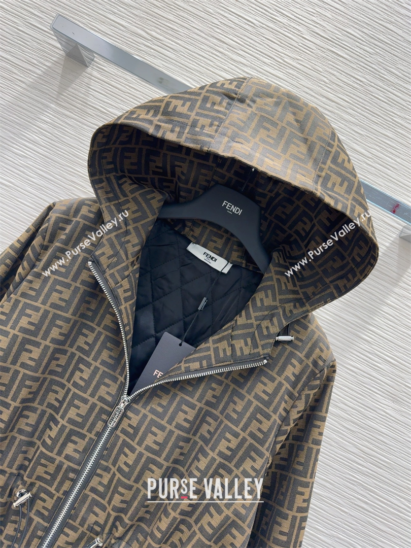 Fendi Cotton FF Coat Brown 2025 FE091922 (QI-250919022)