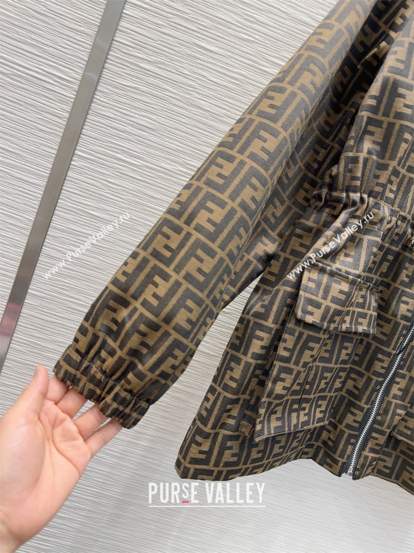 Fendi Cotton FF Coat Brown 2025 FE091922 (QI-250919022)