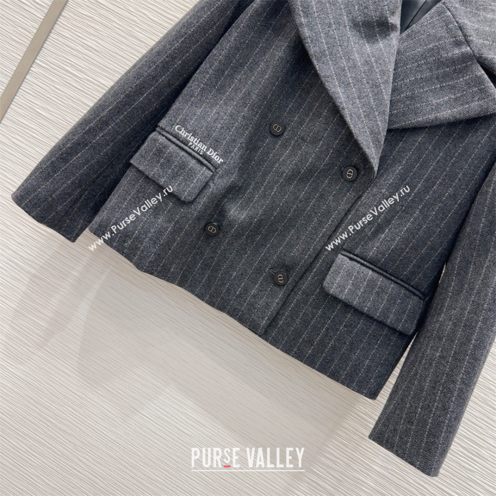 Dior Wool Cotton Striped Jacket Grey 2025 DR091921 (QI-250919021)