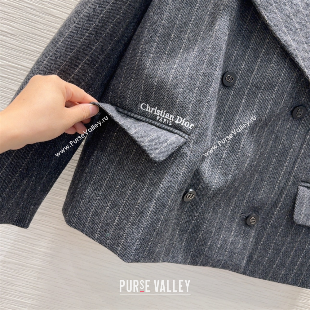 Dior Wool Cotton Striped Jacket Grey 2025 DR091921 (QI-250919021)