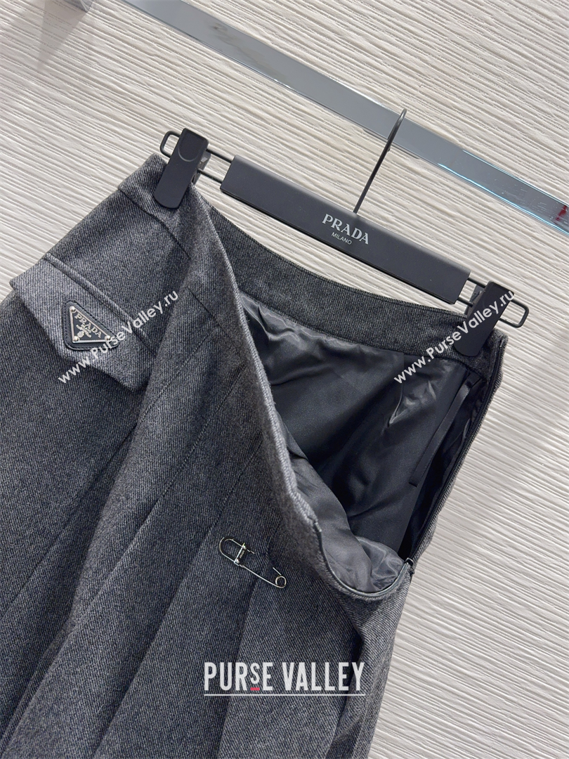 Prada Wool Blend Skirt Grey 2025 PR091919 (QI-250919020)