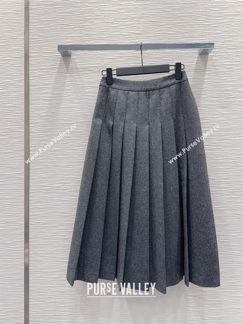 Prada Wool Blend Skirt Grey 2025 PR091919 (QI-250919020)