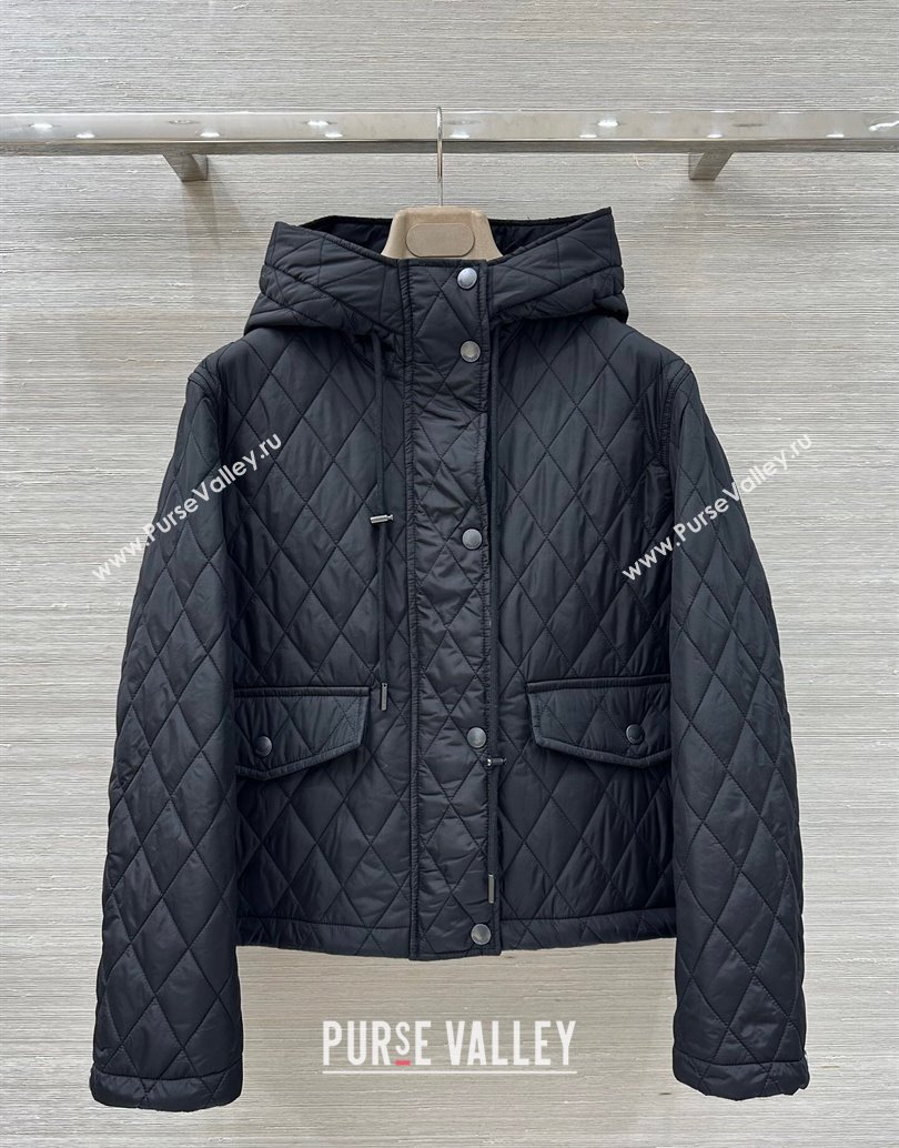 Burgundy Quilted and Padded Cotton Jacket Black 2025 BR091901 (QI-250919033)