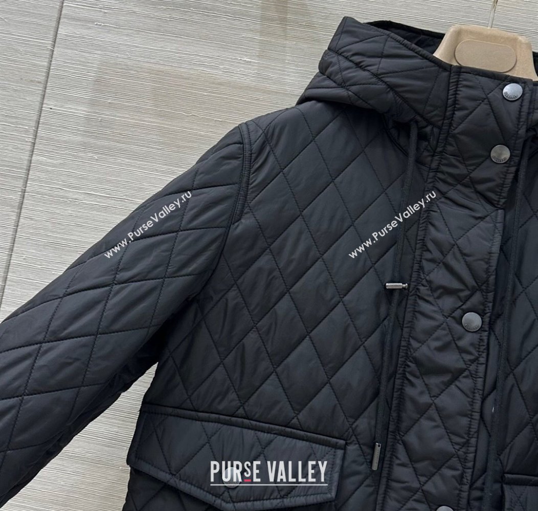 Burgundy Quilted and Padded Cotton Jacket Black 2025 BR091901 (QI-250919033)