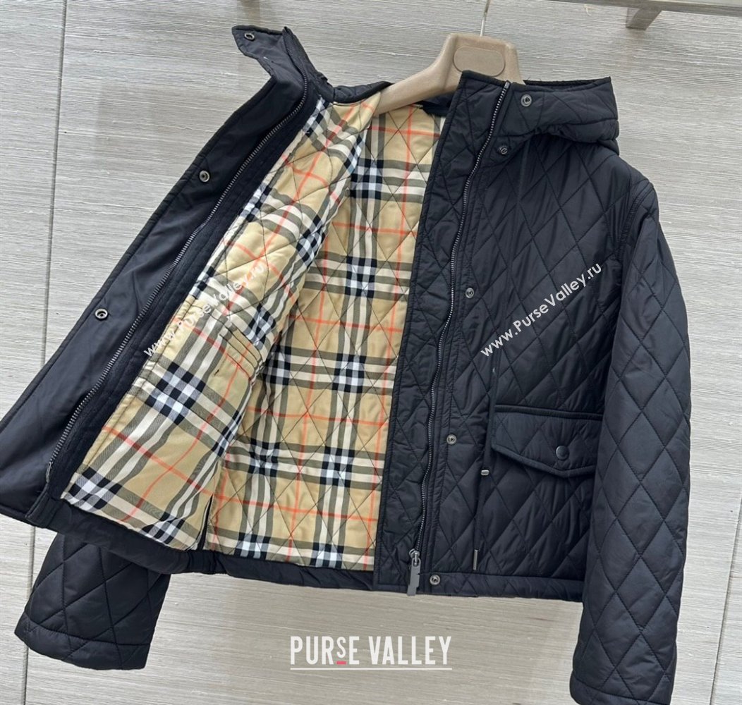 Burgundy Quilted and Padded Cotton Jacket Black 2025 BR091901 (QI-250919033)