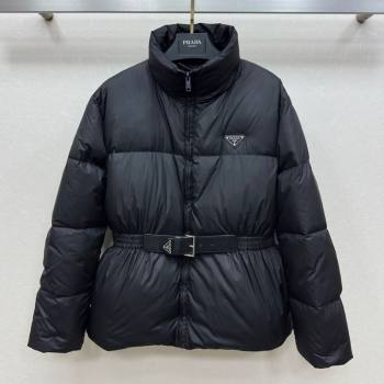 Prada Belted Down Jacket Black 2025 PR091941 (QI-250919042)