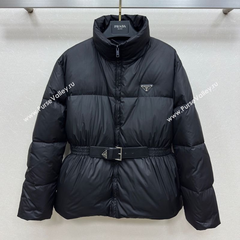 Prada Belted Down Jacket Black 2025 PR091941 (QI-250919042)