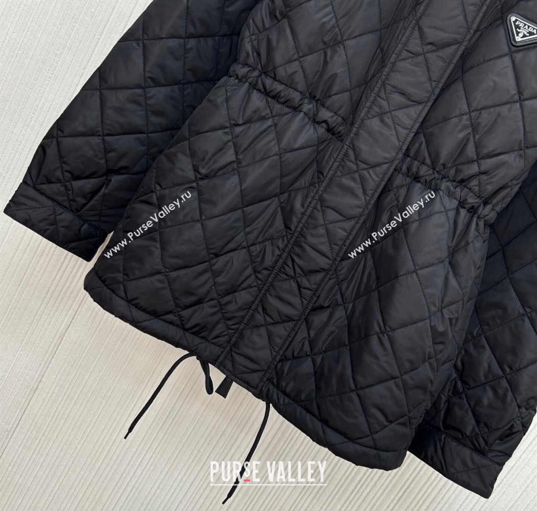 Prada Quilted Nylon and Cotton Padded Coat Black 2025 PR091901 (QI-250919006)