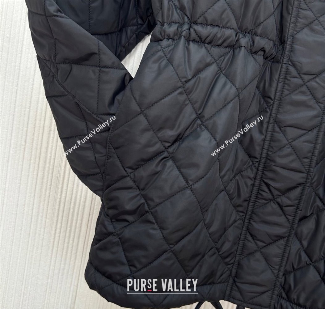 Prada Quilted Nylon and Cotton Padded Coat Black 2025 PR091901 (QI-250919006)