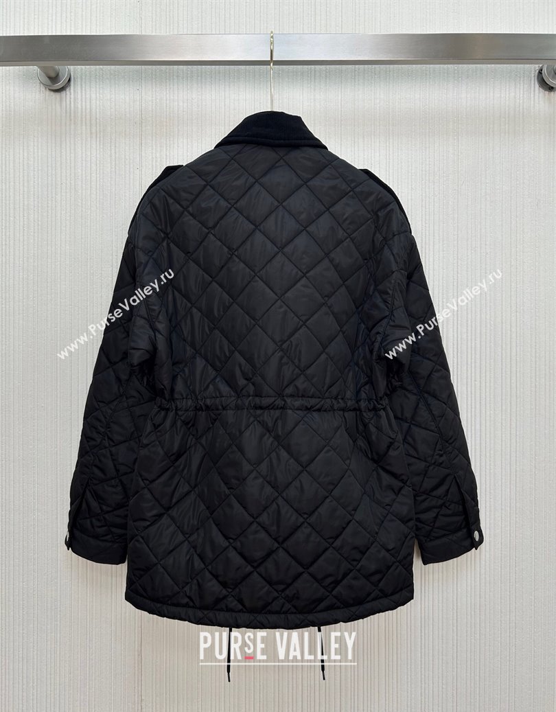 Prada Quilted Nylon and Cotton Padded Coat Black 2025 PR091901 (QI-250919006)