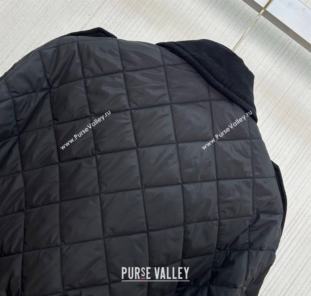 Prada Quilted Nylon and Cotton Padded Coat Black 2025 PR091901 (QI-250919006)