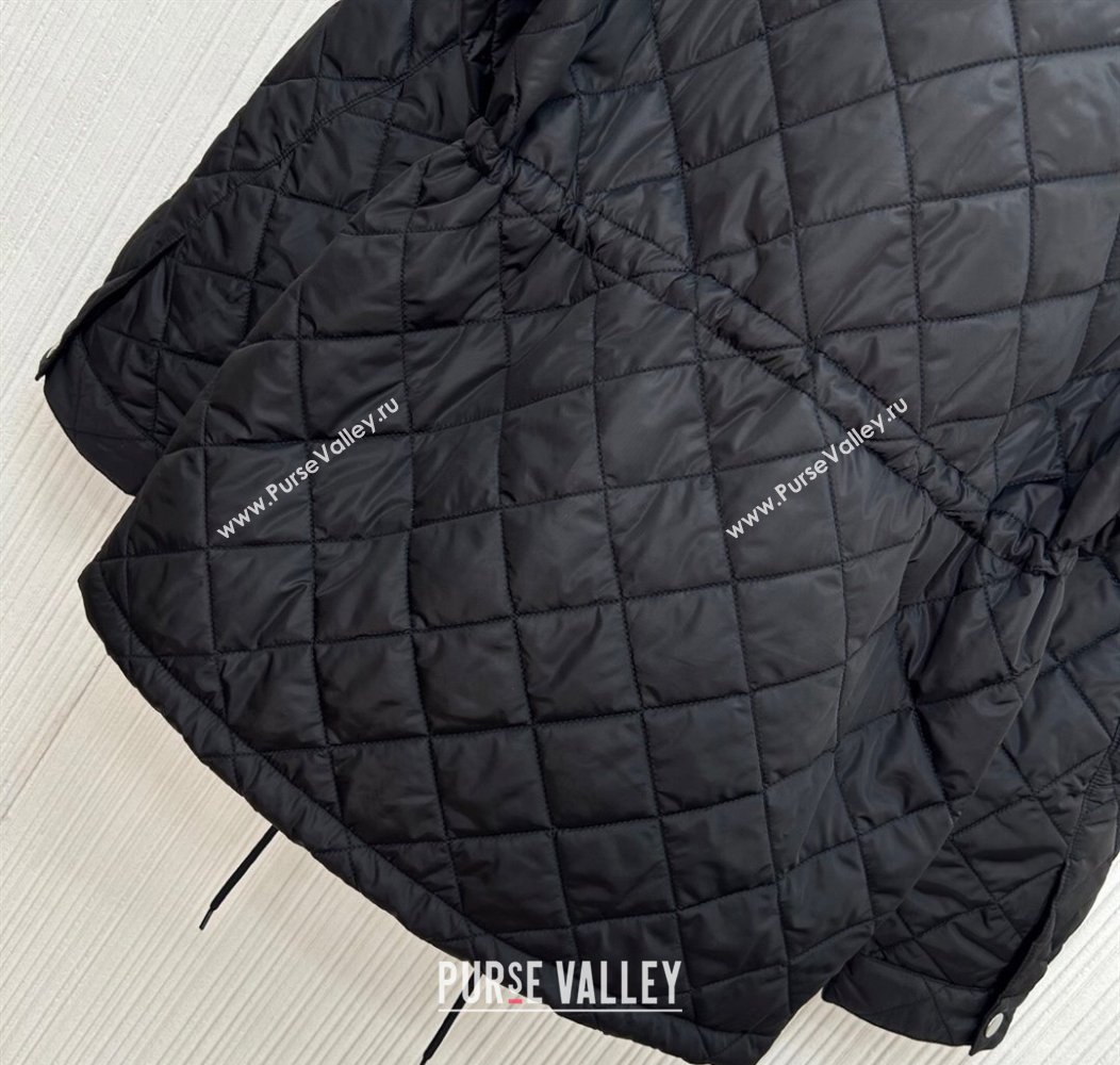 Prada Quilted Nylon and Cotton Padded Coat Black 2025 PR091901 (QI-250919006)
