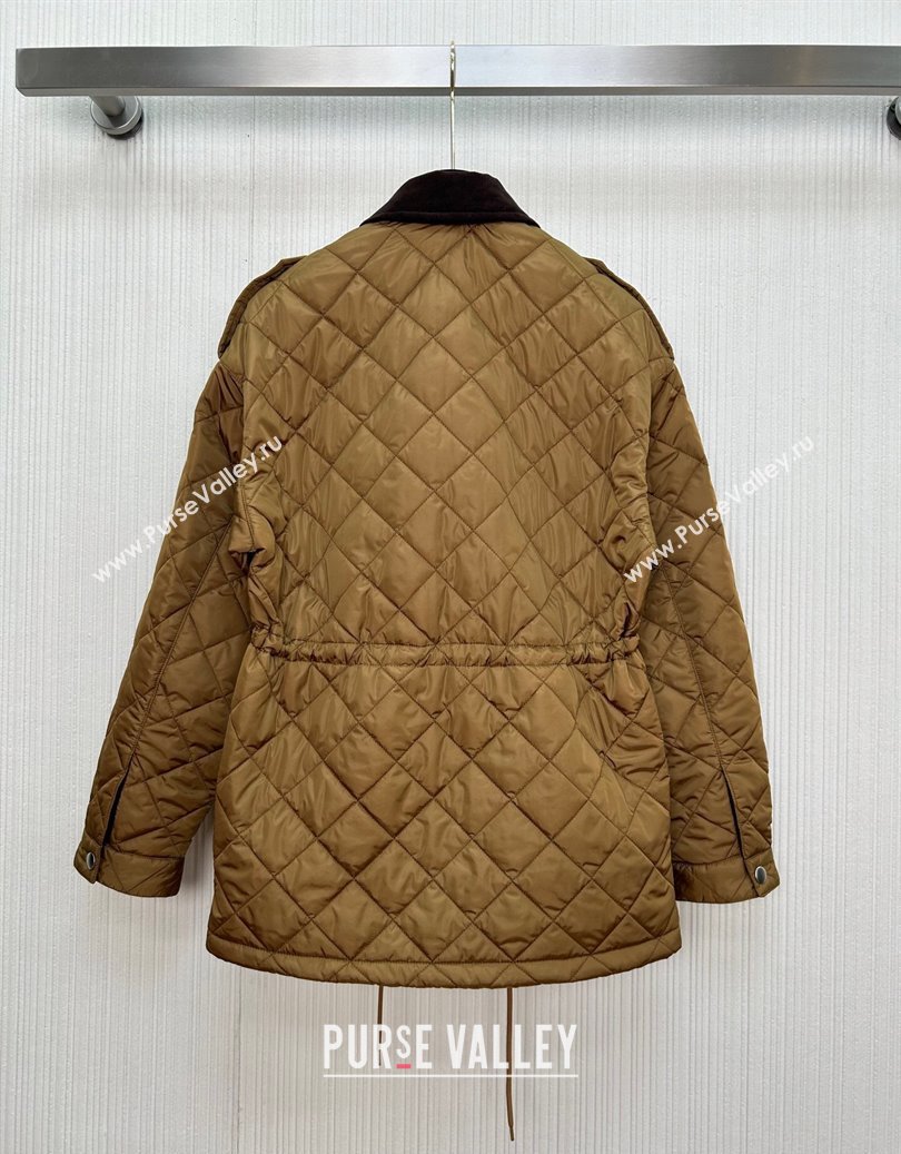 Prada Quilted Nylon and Cotton Padded Coat Brown 2025 PR091901 (QI-250919007)