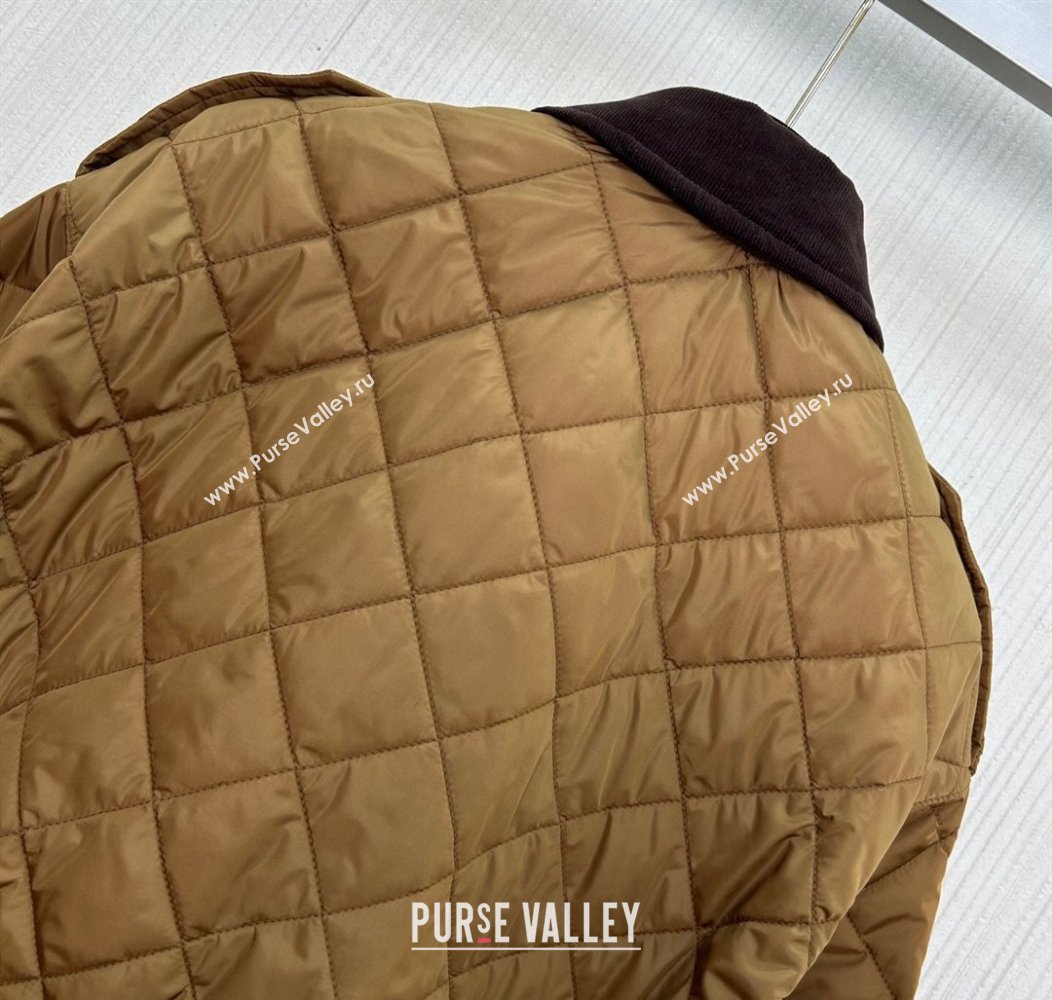 Prada Quilted Nylon and Cotton Padded Coat Brown 2025 PR091901 (QI-250919007)