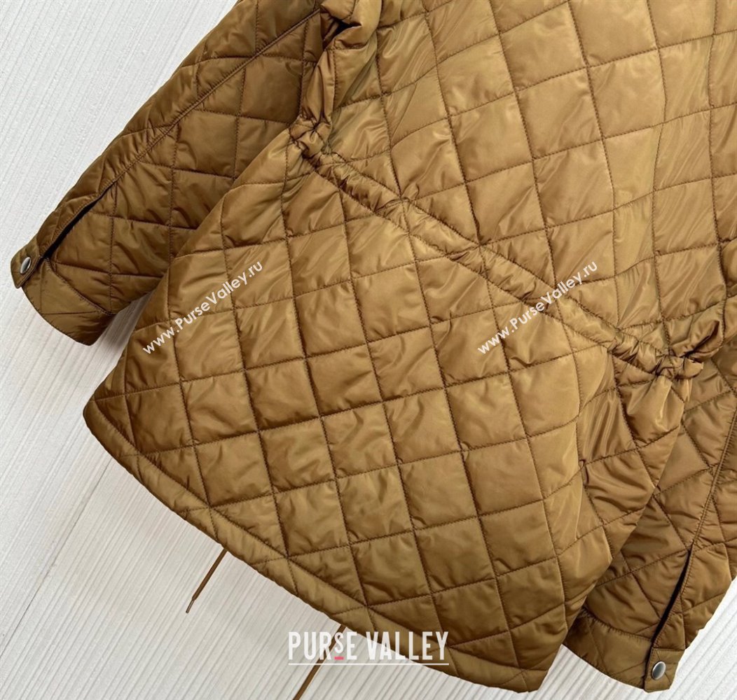Prada Quilted Nylon and Cotton Padded Coat Brown 2025 PR091901 (QI-250919007)