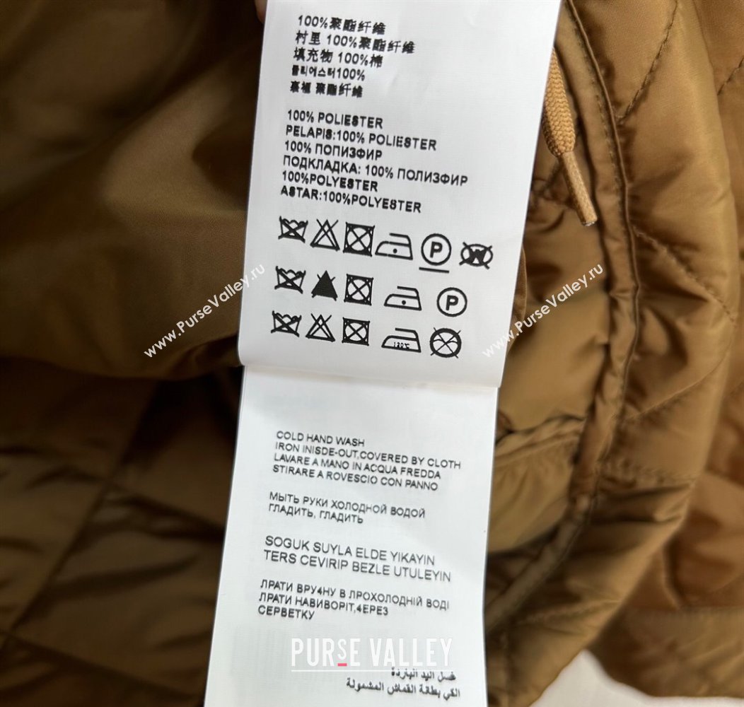 Prada Quilted Nylon and Cotton Padded Coat Brown 2025 PR091901 (QI-250919007)